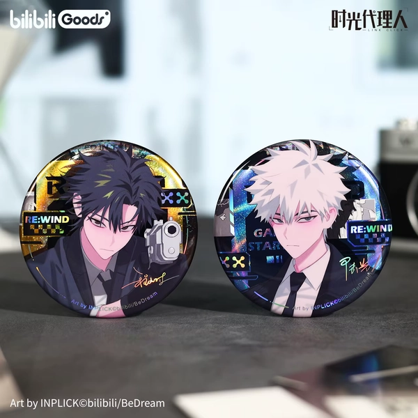 Link Click Official Genuine Anime Time Agent M.O.D Series Re Wind Gu Zi Badge Enamel Pin Acrylic Charm Squeeze Toy Collectible