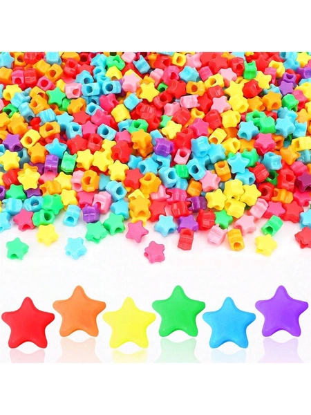 200pcs/1000pcs Acrylic Star Horse Shaped Colorful Loose Beads Large Hole For DIY Bracelet Necklace Making, Hair Accessories