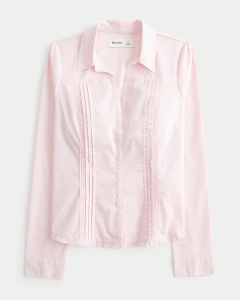 Lace Inset Button-Through Shirt