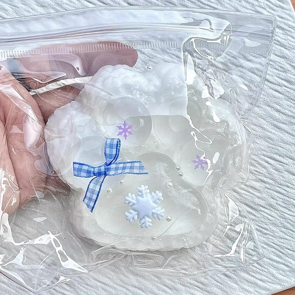 Taba Squishies Big Cat Paw, 4.13in White Clear Sticky Squeeze Toy, Handmade Large Sensory Toy, Sensory Fidget Toy for Adults Kid, Cute Desk Squeeze Toy, Party Favors Gift