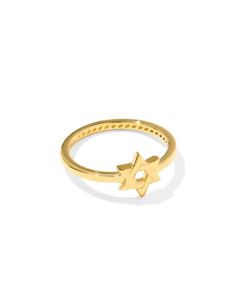 Star of David 18k Gold Vermeil Band Ring 