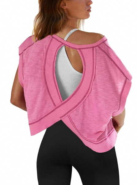 Open back pink shirt- size m