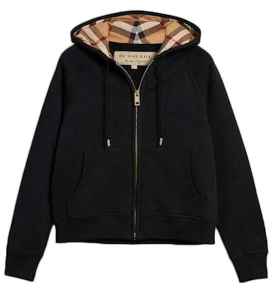Burberry Sweat à capuche zippé avec capuche à carreaux Noir Archive Beige
