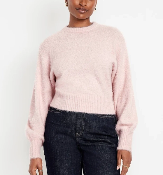 Old Navy Women's Cropped Crew-Neck Eyelash Sweater