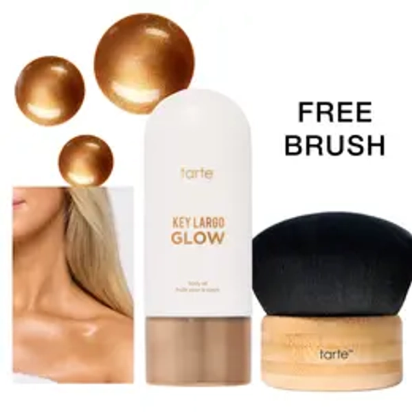 tarte Key Largo body oil + kabuki body brush duo