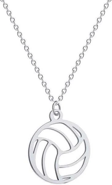 Geometric Stainless Steel Hollow Volleyball Necklace