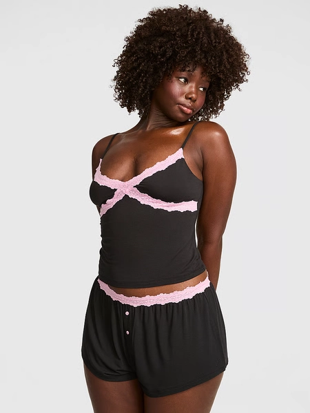 24/7 Lounge Modal Lace-Trim Micro Shorts