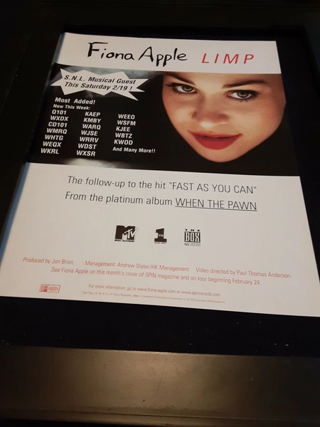 Fiona Apple Limp Rare Original Radio Promo Poster Ad Framed!