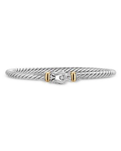 Cable Flex Buckle Bracelet in Sterling Silver with 14K Yellow Gold, 4mm