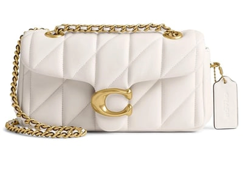 COACH Quilted Tabby Shoulder Bag 20 with Chain (Chalk) Shoulder Handbags