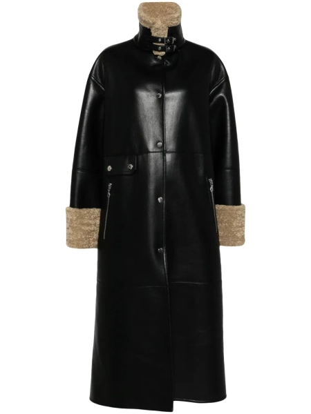 Nanushka manteau à liserés en peau lainée | M