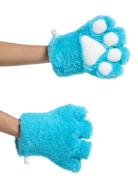 Teal Cat Fuzzy Paw Glove Set