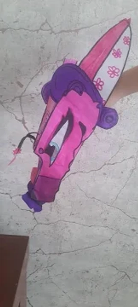 Paper dragon puppet pink and white
