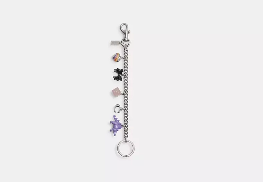 Silver/Multi Motif Chain Bag Charm
