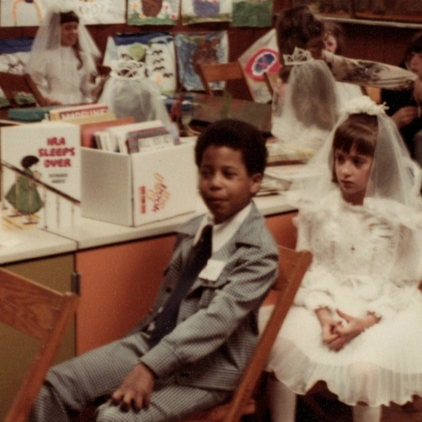 Wedding Party 1970s Found Photo Ira Sleeps Over Children's Book Flower Girl VTG.