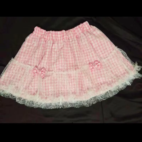Harajuku Girl Sweet Pink Plaid Bow Lace Elastic High Waist Pleated Skirts Japanese Kawaii Women Mini Skirts - AliExpress 200000345