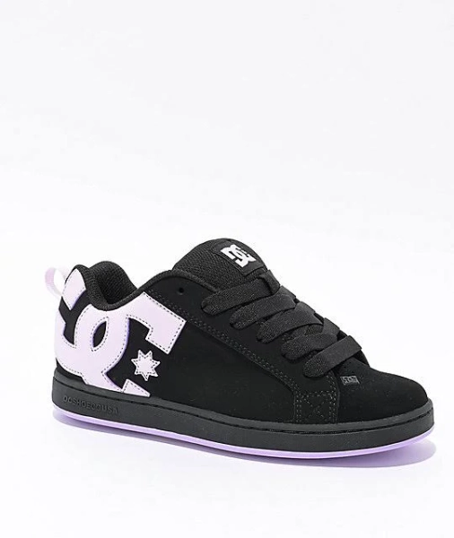DC Court Graffik Black & Lilac Skate Shoes