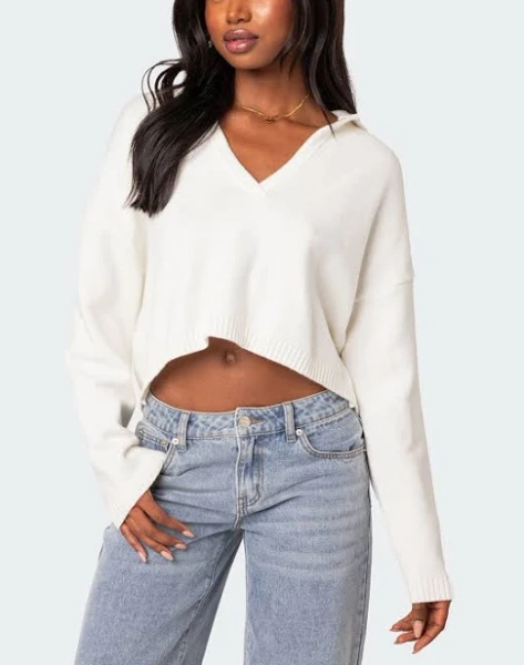 EDIKTED Women's Marcie Oversize Cropped Sweater