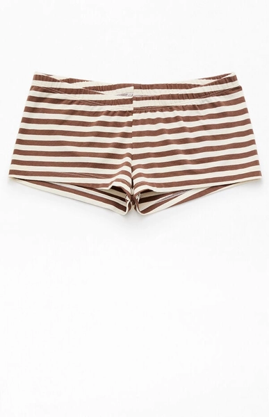 Brown & White Striped Boxer Boyshorts