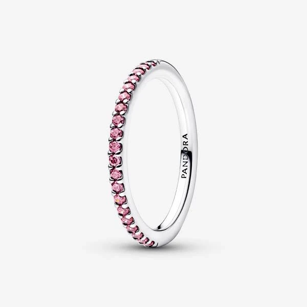 Pandora Sterling Silver Sparkling Pink Band Ring