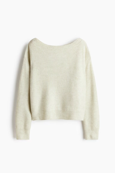 NICOLE- Boat-Neck Sweater - Light green melange