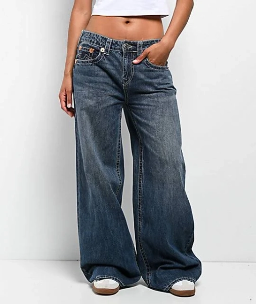 True Religion Women's Jessie Embroidered Super Baggy Jeans