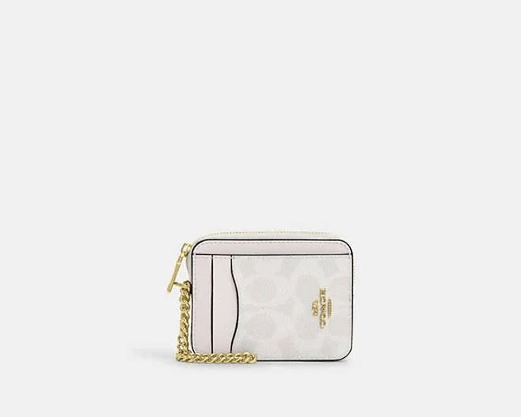Coach Women's Signature Canvas Zip Card Case