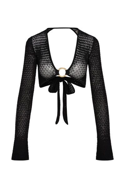 Montego Crop Top - Black Lace Crochet - Black Lace Crochet / P