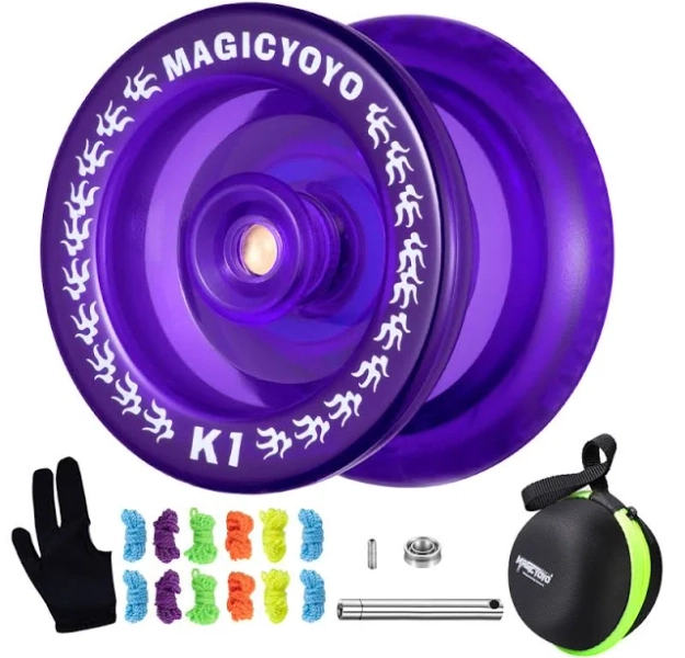 MAGICYOYO Responsive Yoyo K1 Tug Return Yo yo, Hubstacks Yo-yo for Kids Beginners Dual Purpose Yo Yo with Unresponsive Bearing, Storage Bag + 12 Yoyo