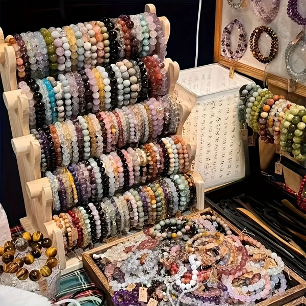 30pcs Bohemian Handmade Glass Bead Bracelet Set For Women, Cracked Bead Bracelet Series, Suitable For Vacations And Daily Parties Occasion, Random Gifts For Family And Friends