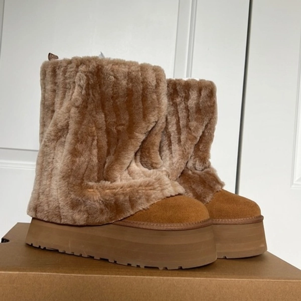 UGG Brown Faux Fur Platform Boots