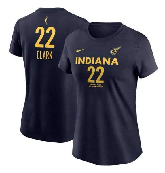 Nike Women's Caitlin Clark Navy Indiana Fever 2024 WNBA Draft Explorer Edition Player Name & Number T-Shirt
