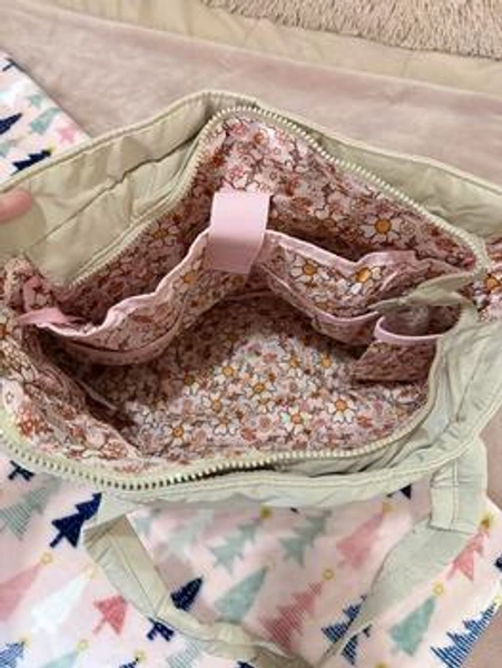 CozyLoucia Cute Puffer Tote Bag for Women Pink Flower Print Interior - TikTok Shop