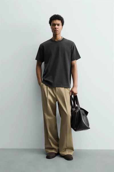 BOXY FIT T-SHIRT IN VERWASCHENER OPTIK - Anthrazit dunkel - S