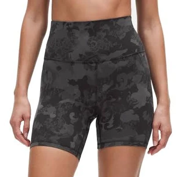 Lululemon Align 6" Women Yoga-Workout Shorts | High-Rise, Low-Impact | Hidden Heritage Lace Black