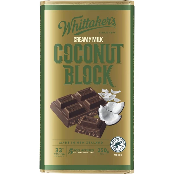 Whittaker's Block Coconut 33% Cocoa  250g