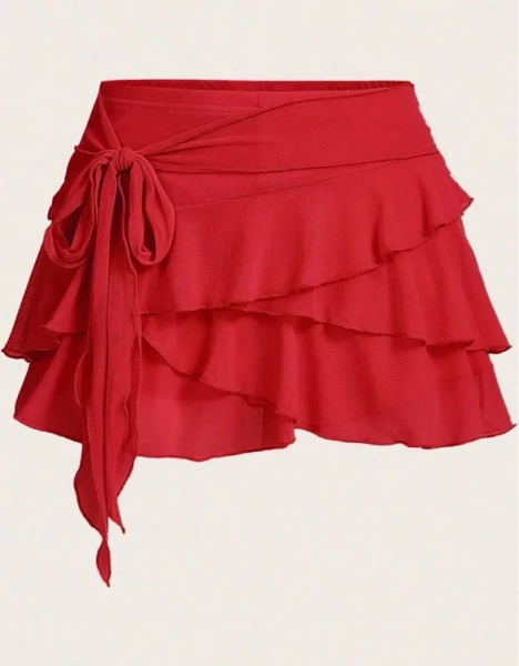 mini shein skirt red 
