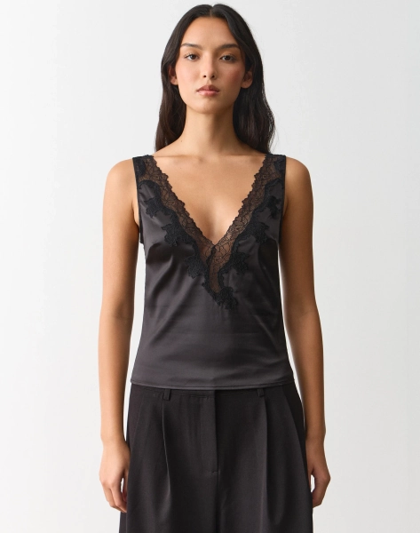 Lace Detail Satin Top