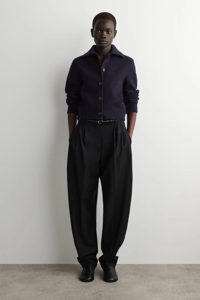 RIBBED-COLLAR BOILED MERINO WOOL JACKET