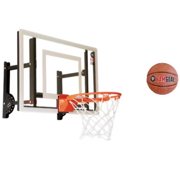 RAMGOAL Adjustable Indoor Mini Basketball Hoop and Ball, Wall-Mounted, Durable Breakaway Rim