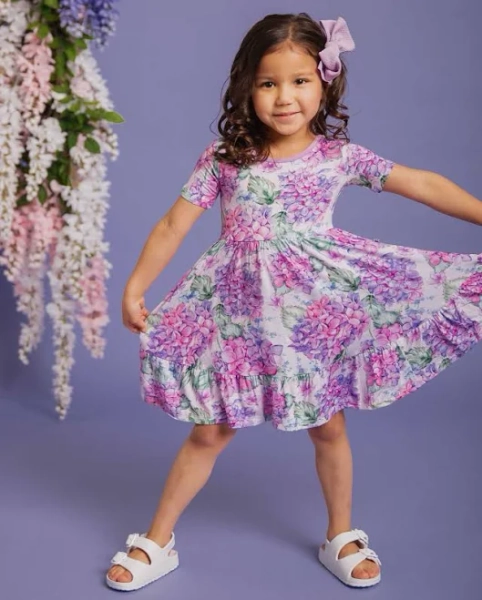 Bums & Roses Girls Hypoallergenic Bamboo Fabric Dress & Shorts Set
