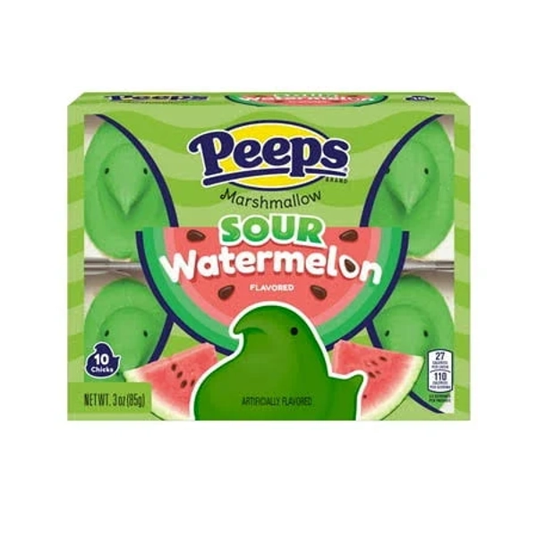 Peeps Sour Watermelon Chicks Easter Candy, 10 Count (3 Ounces), Green