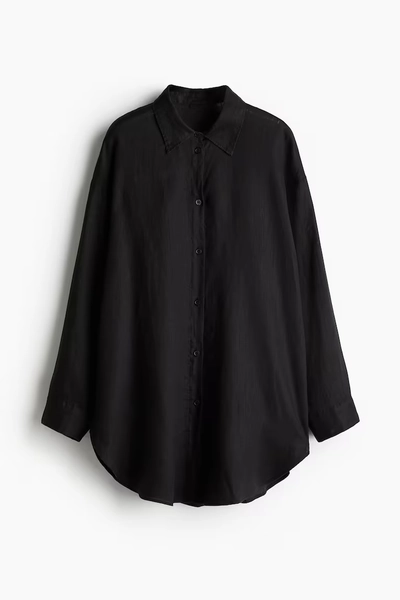 Linen Beach Shirt - Black