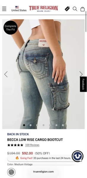

BECCA LOW RISE CARGO BOOTCUT - Medium Vintage | True Religion

