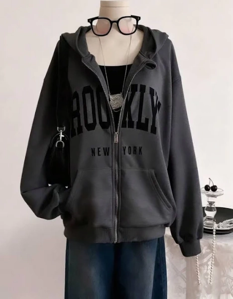 Teenage Youth Oversized Zip-Up Hoodie