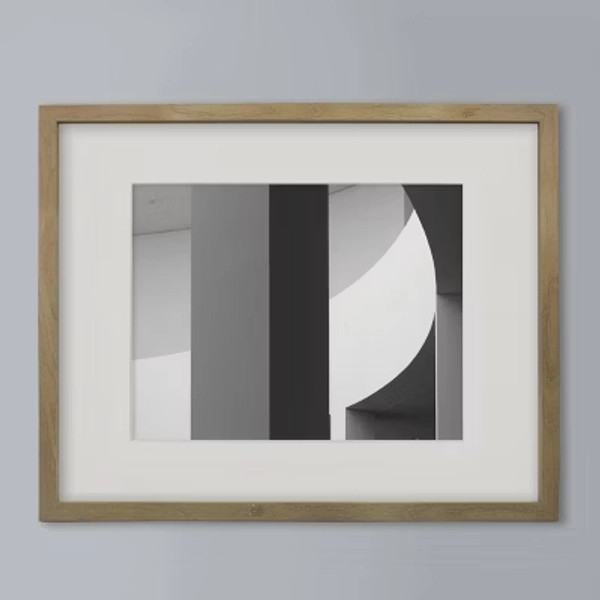 16" x 20" Matted to 11" x 14" Thin Gallery Frame Natural - Threshold™: Modern Style, Beveled Acid-Free Mat, MDF Material
