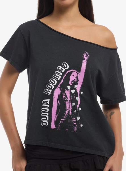 Olivia Rodrigo Purple Tonal Girls Off-Shoulder T-Shirt