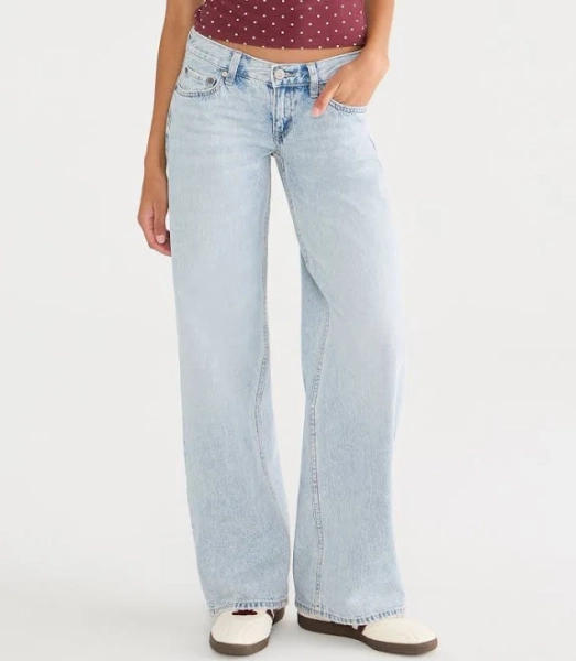 Aeropostale Womens' Super Low-Rise Baggy Wide Leg Jean