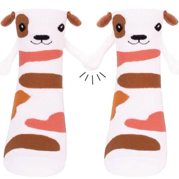 Funny Animal Dog Magnetic Hand Holding Socks