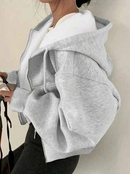 SHEIN x Carly Lawrence INAWLY Women's Solid Color Fleece Hooded Sweatshirt With Drawstring,Long Sleeve Tops Graduation,Back To School Outfits,Graduation,Teacher Outfits For Women,Back To School Pullover Fall Outfit